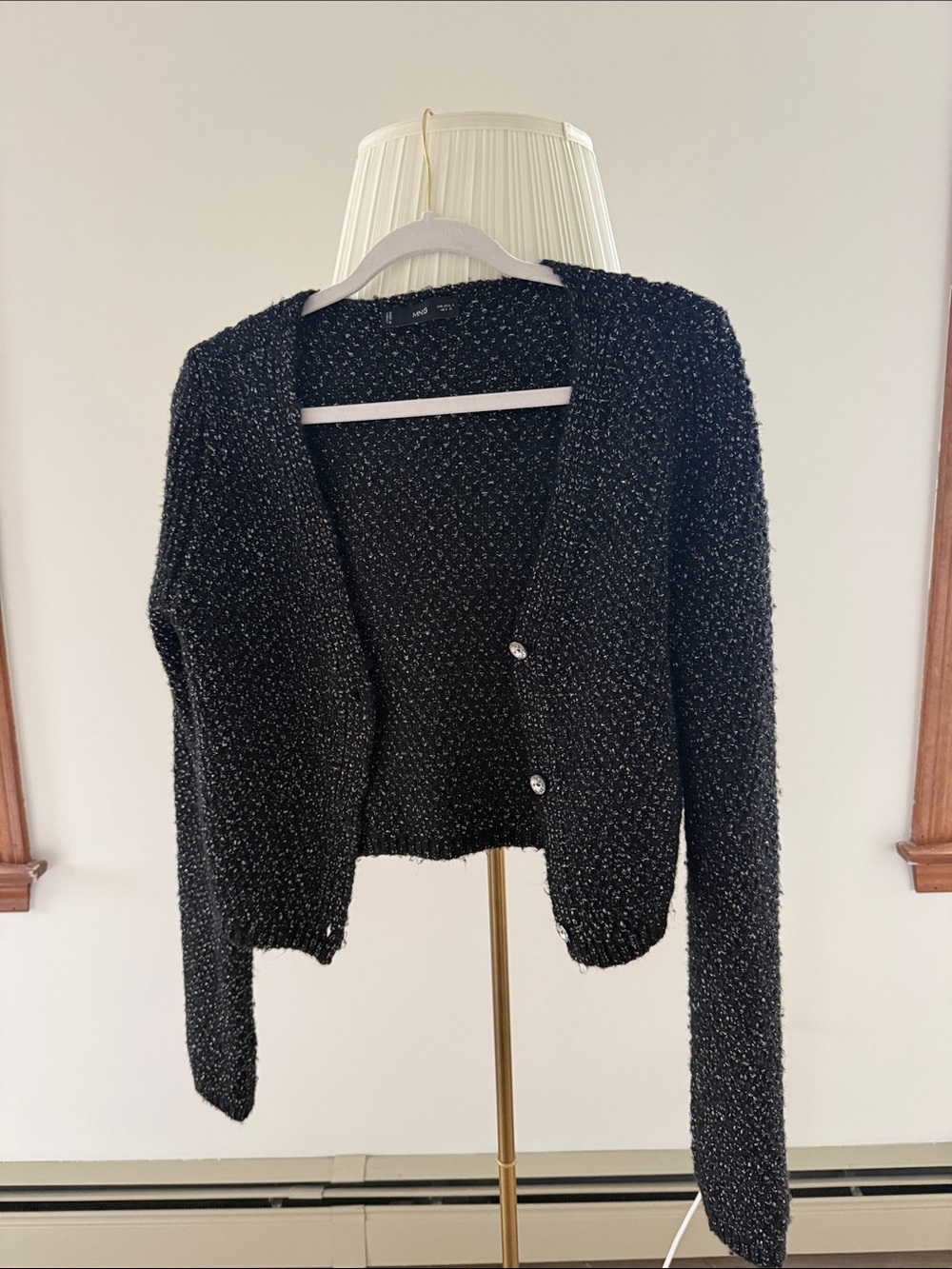 Mango Black tweed glitter Cardigan Sweater - Women's